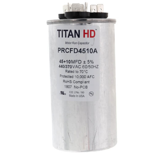 PACKARD Packard PRCFD4510A 45/10 MFD Round Dual Motor Run Capacitor 440/370V