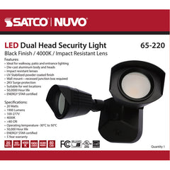 SATCO SATCO 65-220 Led Dual Head Security Light 20W