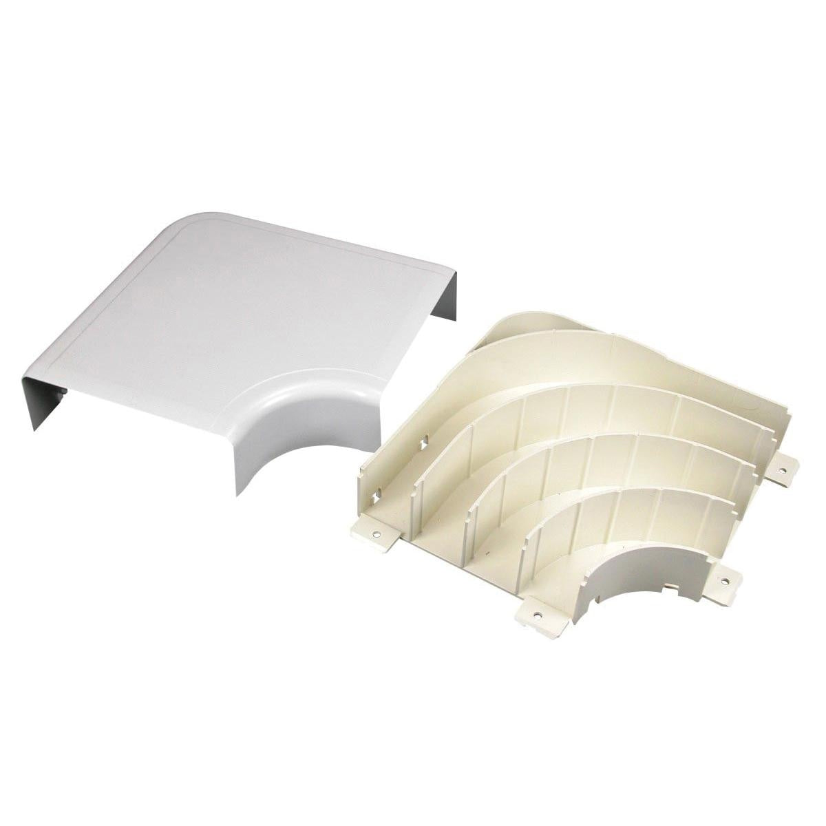 LEGRAND Wiremold 5411FO Flat Non-Metallic Raceway Elbow, 90 deg Bend, 2 in Bend Radius, 1-11/16 x 5-1/4 in OD