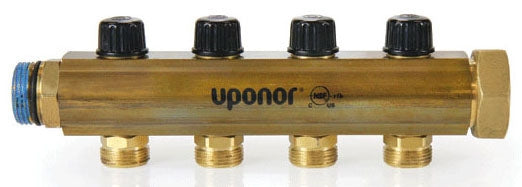 UPONOR Uponor A2663212 R32 x R20, NPT x NPT, 145 PSI, UNS C3850 Brass, 2-Port, Manifold with Balancing Valve
