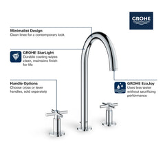 GROHE GROHE 20069003 GROHE FITTINGS POWER 8 Widespread 2-Handle Bathroom Faucet 1.2 GPM