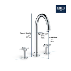 GROHE GROHE 20069003 GROHE FITTINGS POWER 8 Widespread 2-Handle Bathroom Faucet 1.2 GPM