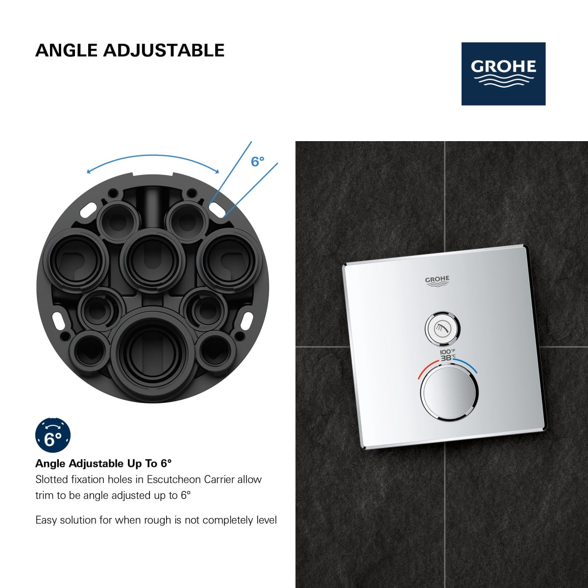 GROHE Grohe 291402430 Single Function Thermostatic Valve Trim in Matte Black