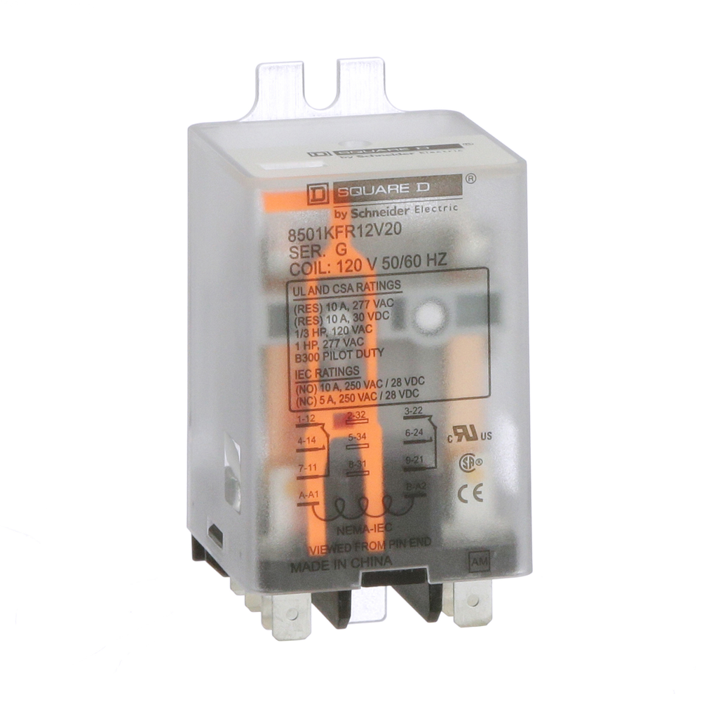 SCHNEIDER ELECTRIC Square D 8501KFR12V20 SQD 8501KFR12V20 RELAY 2CO QC PIN 1