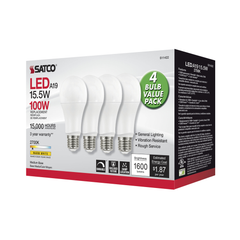 SATCO-NUVO Satco S11422 A19 LED 14 Watt 2700K Dimmable 4-Pack