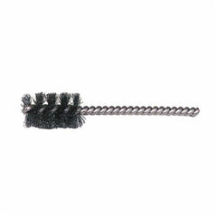 WEILER Weiler 21079 Round Wire Power Tube Brush, 1-1/8 in Dia x 1 in L, 3-1/2 in OAL, 0.008 in Dia Filament/Wire, Steel Fill