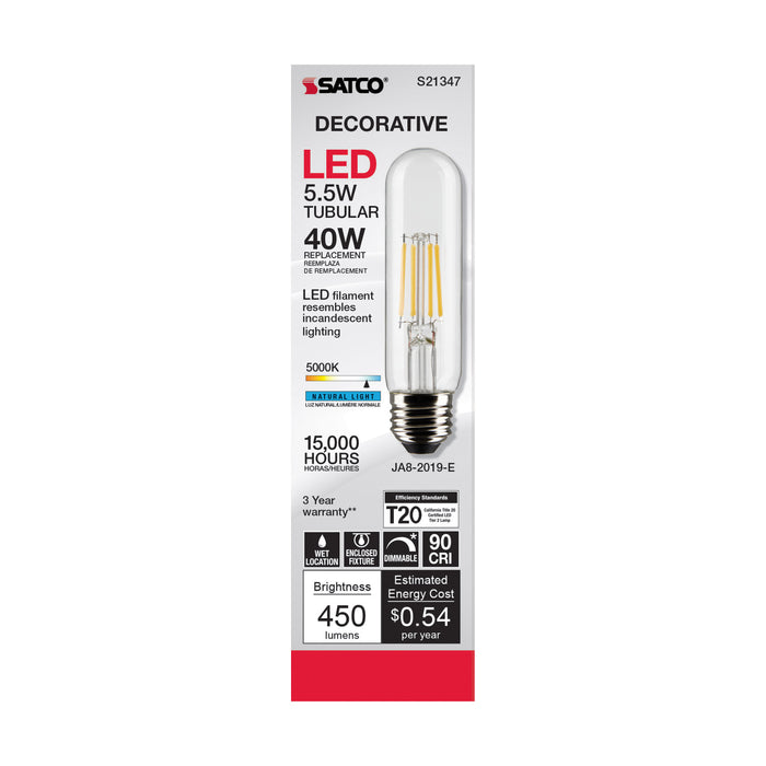 SATCO-NUVO Satco-Nuvo S21347 5.5 Watt T10 LED Clear Medium Base 5000K