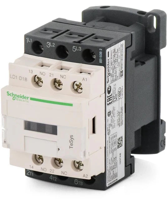 SCHNEIDER ELECTRIC SCHNEIDER ELECTRIC LC1D18G7 IEC Magnetic Contactor Non-Reversing 3 Poles 18 A 120V AC Coil