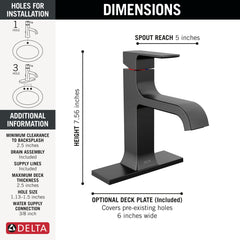 DELTA FAUCET Delta Faucet 539-BLMPU-DST Velum Single Handle Bathroom Faucet