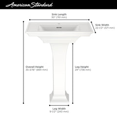AMERICAN STANDARD American Standard 0297.001.020 Town Square S Center Hole Only Pedestal Sink Top and Leg Combination