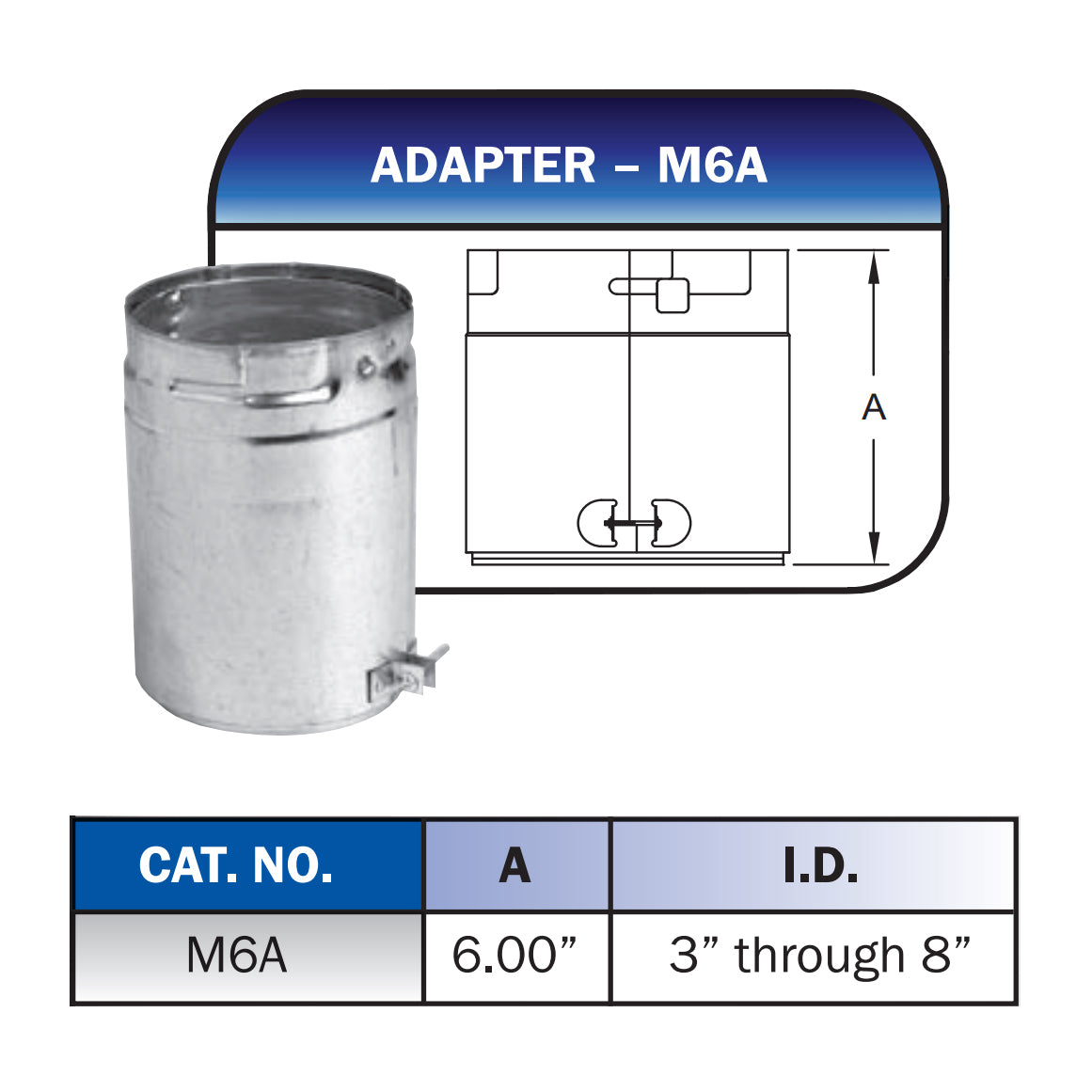 METAL-FAB Metal-Fab 5M6A Type-B Gas Vent Adapter 5inch