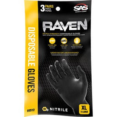 SAS SAFETY SAS SAFETY 66511 Raven 6 mil Nitrile Extra Strength Disposable Gloves (Pack of 3) Replacement MPN