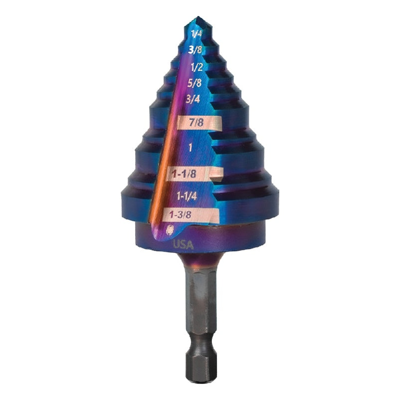 SPYDER Spyder 19024 Mach-Blue 10-Step Drill Bit (1/4-in to 1-3/8-in)