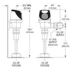 SLOAN LED Sloan Led 3370005 Solis 8186-0.25 Exposed Solar-Powered Single Flush Urinal Flushometer 0.25 GPF/0.9 LPF