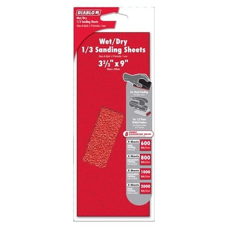 DIABLO Diablo DCS323ASTS10G 1/3 Sheet Assorted Sanding Sheets 9 in x 3-2/3 in Pack of 10