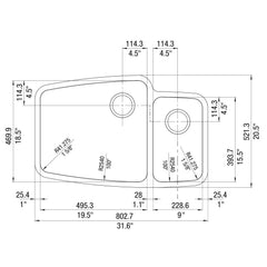 BLANCO Blanco 513633 Performa 32 Inch Undermount 1 & 1/2 Bowl Sink (32 Inch / 1 & 1/2 Bowl) 440115