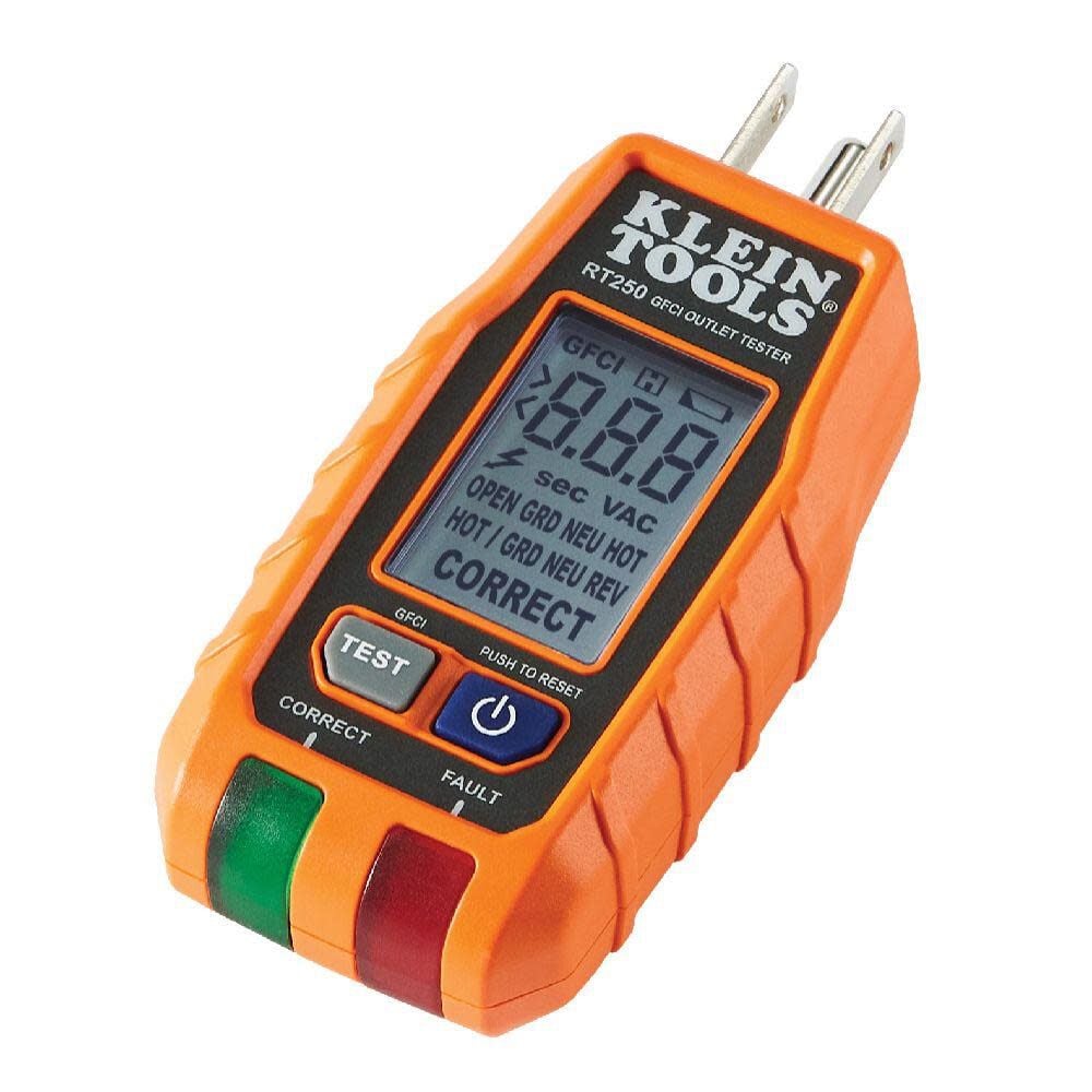 KLEIN TOOLS Klein Tools RT250KIT Premium Dual-Range NCVT and GFCI Receptacle Tester Electrical Test Kit
