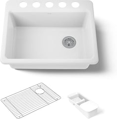KOHLER Kohler K-8668-5UA2-0 Riverby 27 Inches Undermount Single-Bowl Workstation Kitchen Sink