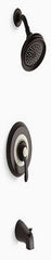 KOHLER Kohler K-TS12007-4-BN Fairfax Rite-Temp Bath & Shower Valve Trim with Lever Handle, NPT Spout & 2.5 GPM Showerhead K-T12007-4