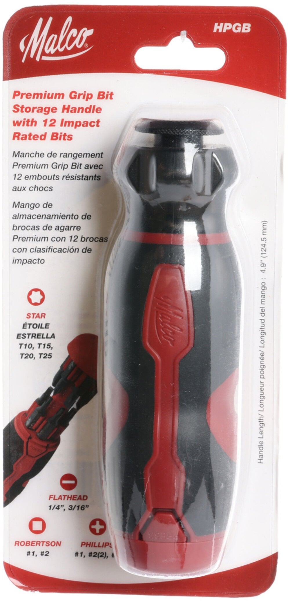 MALCO Malco HPGB Premium Grip Bit Storage Handle with 12 Impact Rated Bits