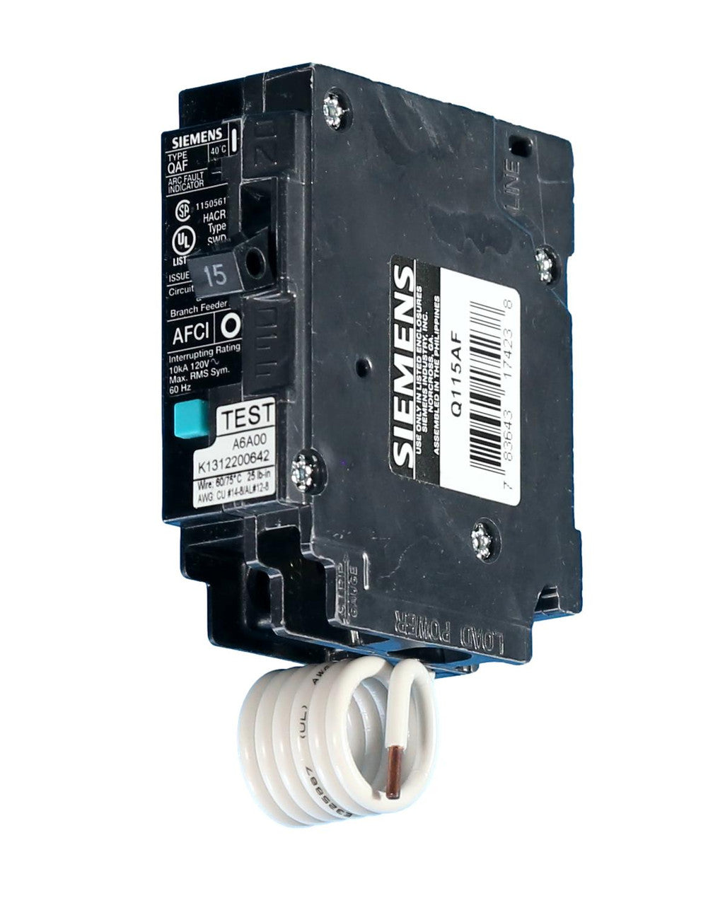 SIEMENS Siemens Q115AF Arc Fault Circuit Interrupter 15-Amp 1 Pole 120-Volt