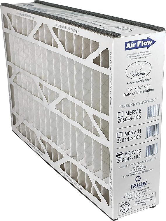 TRION Trion 266649-105 MERV 13 Pleated Air Filter 16 x 25 x 5