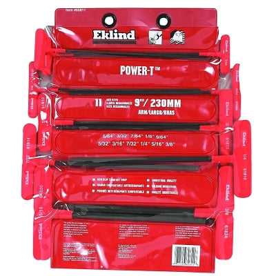 EKLIND TOOL Eklind Tool 60811 Power-T Handle Ball-Hex Key Allen Wrench Set SAE Inch Sizes 5/64-3/8 9-Inch