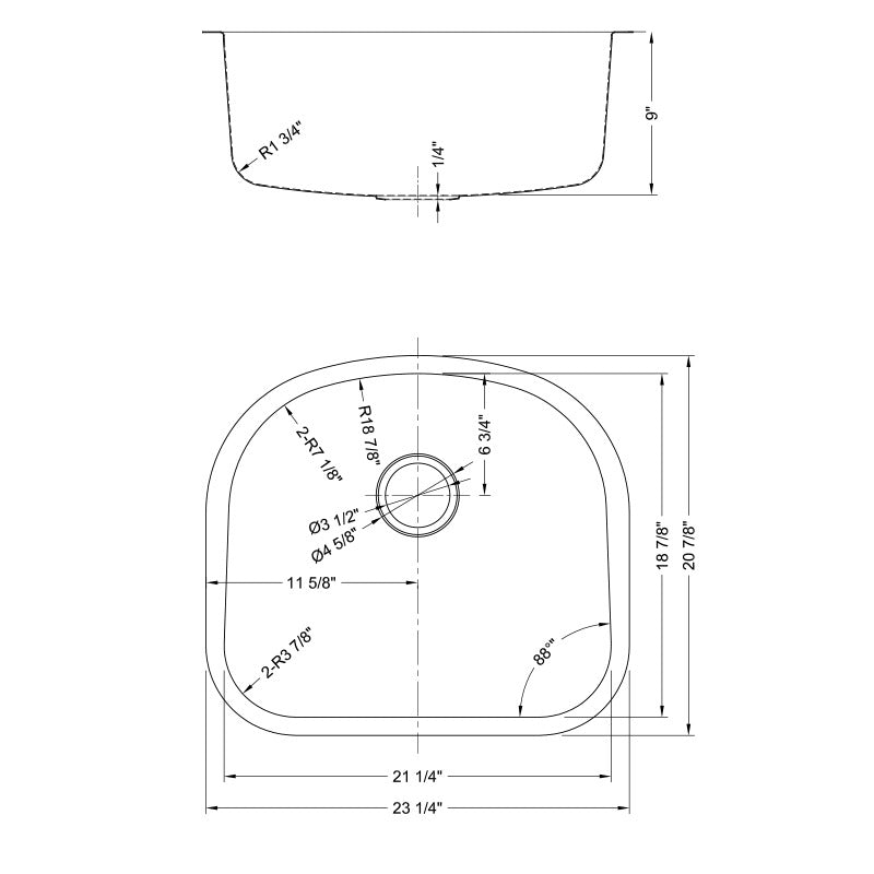 DAKOTA Dakota Plumbing Products DSR-2321 Undermount Kitchen Sink