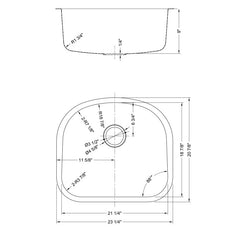 DAKOTA Dakota Plumbing Products DSR-2321 Undermount Kitchen Sink