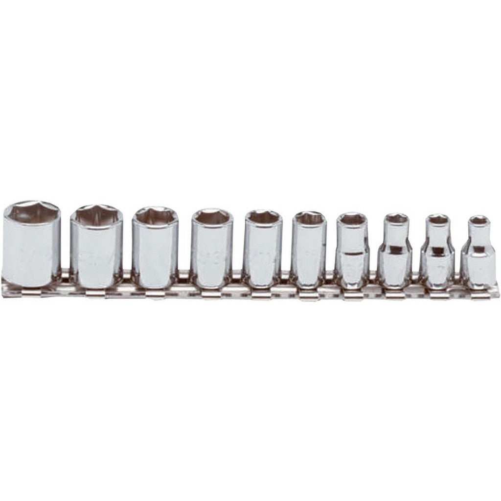 PROTO Proto J47106 10 Pc 1/4 in Drive Socket Set 6 Point Chrome