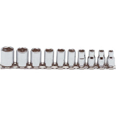PROTO Proto J47106 10 Pc 1/4 in Drive Socket Set 6 Point Chrome