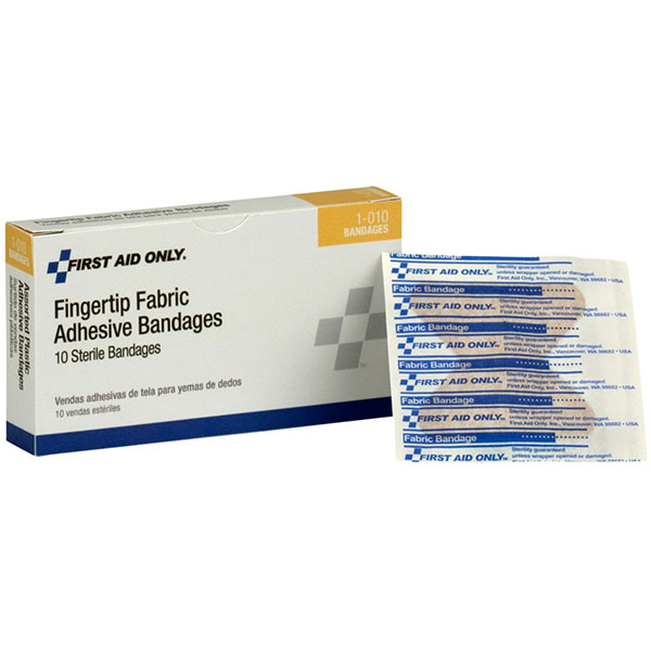 FIRST AID First Aid Only 1010 Fabric Bandage 1-3/4 in x 2 in Fingertip Bandage 10/Box