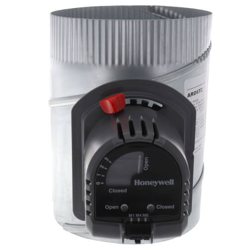 RESIDEO Honeywell Home ARD6TZ 6 Inch Automatic TrueZONE Damper - Round, Galvanized Steel, Motorized for HVAC Zoning