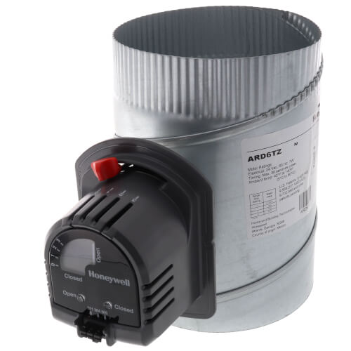 RESIDEO Honeywell Home ARD6TZ 6 Inch Automatic TrueZONE Damper - Round, Galvanized Steel, Motorized for HVAC Zoning