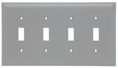 LEGRAND Pass & Seymour TP4GRY 4-Gang Wallplate Toggle Switch Nylon Standard - Gray