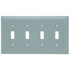 LEGRAND Pass & Seymour TP4GRY 4-Gang Wallplate Toggle Switch Nylon Standard - Gray
