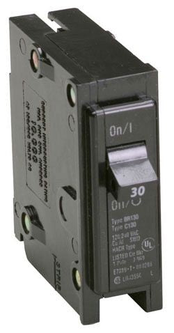 EATON EATON BR130 Type BR Plug-On Circuit Breaker, 240 VAC, 30 Amp, 10 kAIC, 1-Pole