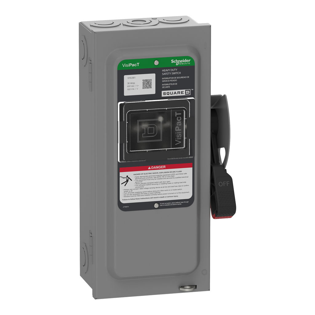 SCHNEIDER ELECTRIC Square D VHU361 Safety Switch 30 Amp 600V Non-Fusible Single Throw Heavy Duty