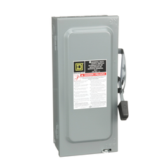 SCHNEIDER ELECTRIC Square D D222N Safety Switch Fusible 60A 2P NEMA-1 240V Single Throw