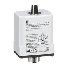 SCHNEIDER ELECTRIC Square D 9050JCK25V20 120 VAC 110 VDC Coil 10 Amp DPDT Plug-In Socket Mount AC/DC Timing Relay