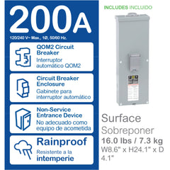 SCHNEIDER ELECTRIC Square D QOM2E2200NRB 120/240 Volt 200 Amp 2-Pole Bolt On Outdoor Enclosed Circuit Breaker