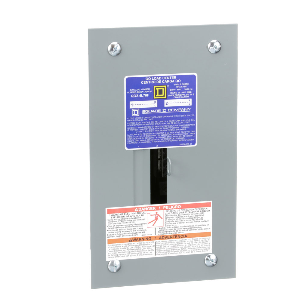 SCHNEIDER ELECTRIC Square D QO24L70F Load Center MLO 70A 120/240V 1Ph NEMA-1