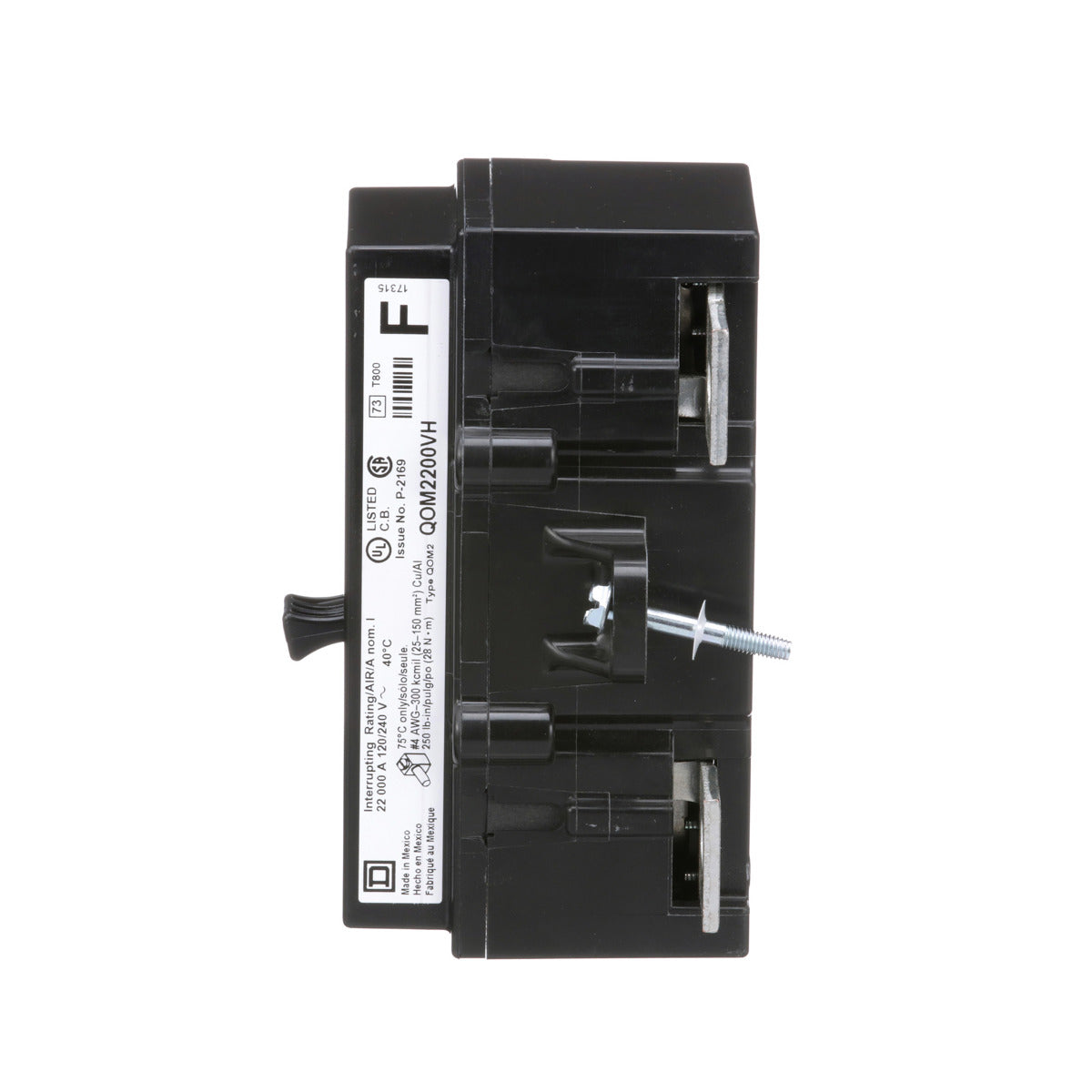 SCHNEIDER ELECTRIC Square D QOM2200VH Main Circuit Breaker 200A 120/240V 1Ph 2P