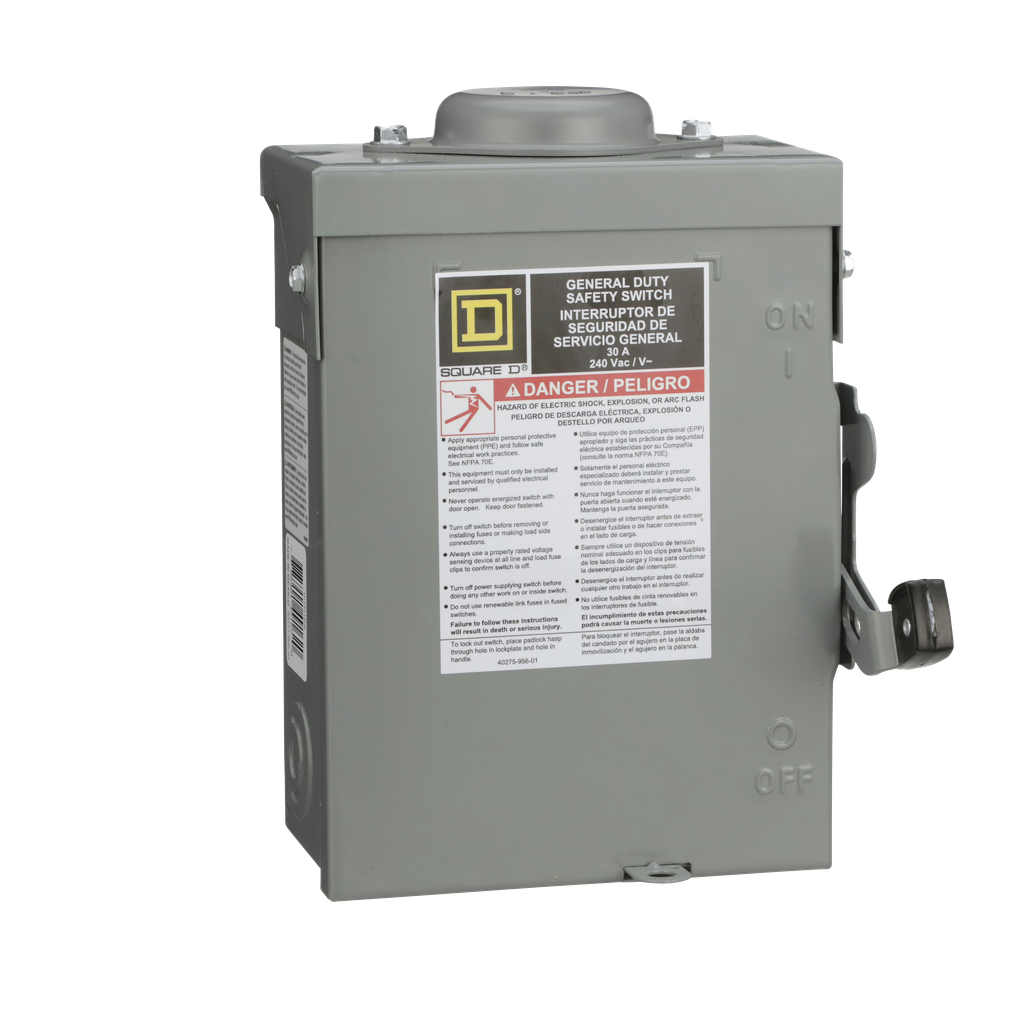 SCHNEIDER ELECTRIC Square D DU321RB Safety Switch Not-Fusible 30A-240V-3P NEMA-3R