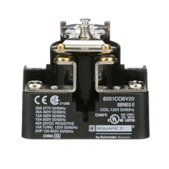 SCHNEIDER ELECTRIC Square D 8501CO6V20 120 VAC 30 Amp 1-Pole SPST 1NO Panel Mount AC Operated Power Relay
