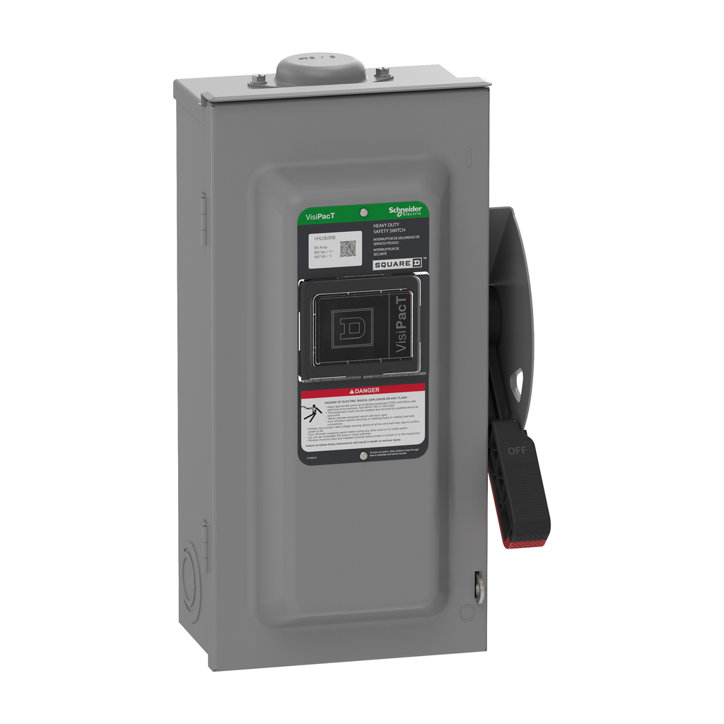 SCHNEIDER ELECTRIC Square D VHU363RB Safety Switch Heavy Duty Unfused Viewing Window NEMA 3R 600V 100A 3 Pole