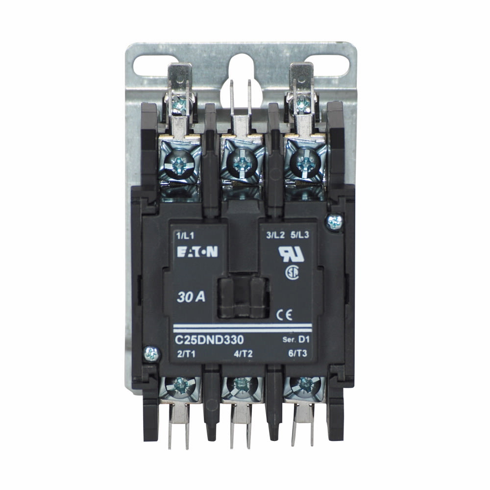 EATON Eaton C25DND330A Definite Purpose Contactor, 110 to 120 VAC V Coil, 30 A Inductive/40 A Resistive, 3 Poles