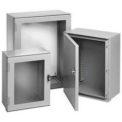 NVENT HOFFMAN UU1008030 Wall Mount Enclosure, Solid Door, NEMA 3/3R/4/4X/12/13, 40.35 Length x 32.48 Width, Painted Light Gray Acrylic Enamel