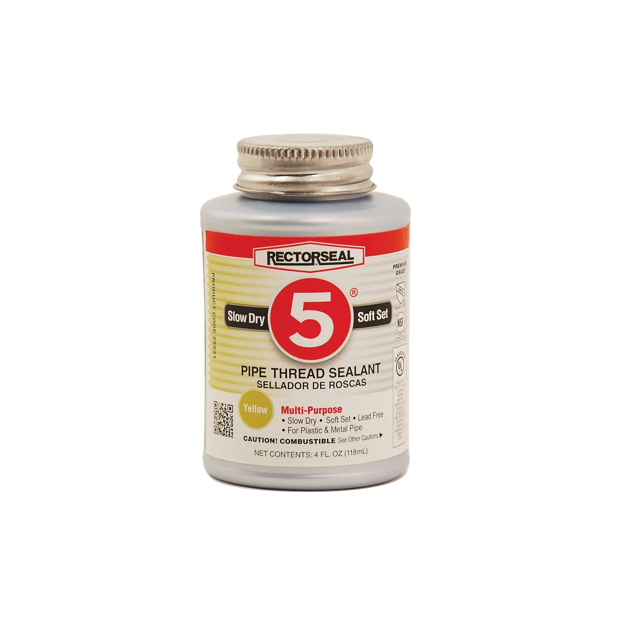 RECTORSEAL RectorSeal 25633 No. 5 Premium Pipe Thread Sealant - 1/4 Pint Brush Top - Case of 12