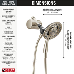 DELTA FAUCET Delta 7SF110BSN Shower Filter Attachment with 4-Setting In2ition